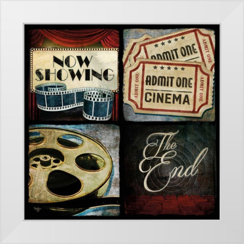 At the Movies I White Modern Wood Framed Art Print by Mollie B.