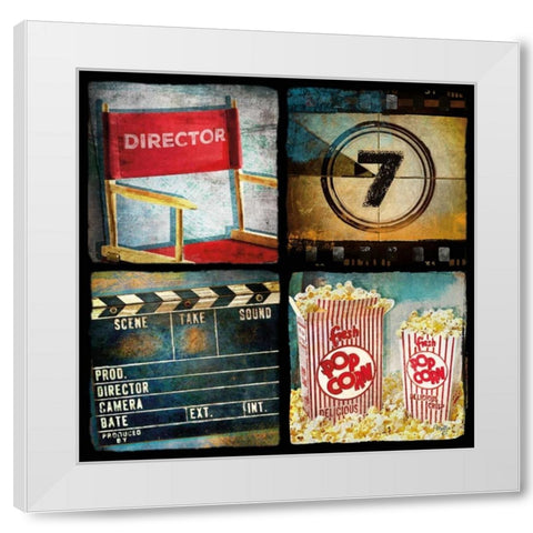 At the Movies II White Modern Wood Framed Art Print by Mollie B.