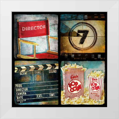 At the Movies II White Modern Wood Framed Art Print by Mollie B.