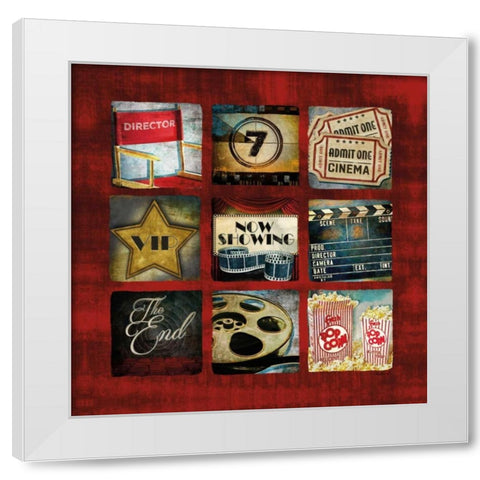 Movie Collage White Modern Wood Framed Art Print by Mollie B.