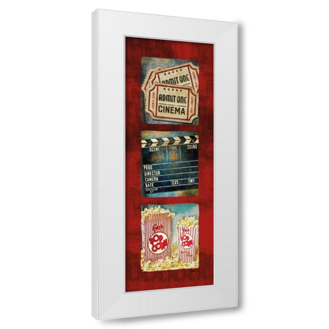 Admit One Movie Tryptic White Modern Wood Framed Art Print by Mollie B.