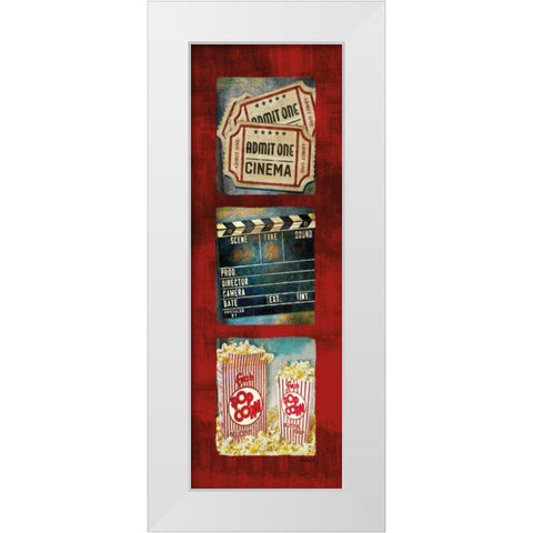 Admit One Movie Tryptic White Modern Wood Framed Art Print by Mollie B.