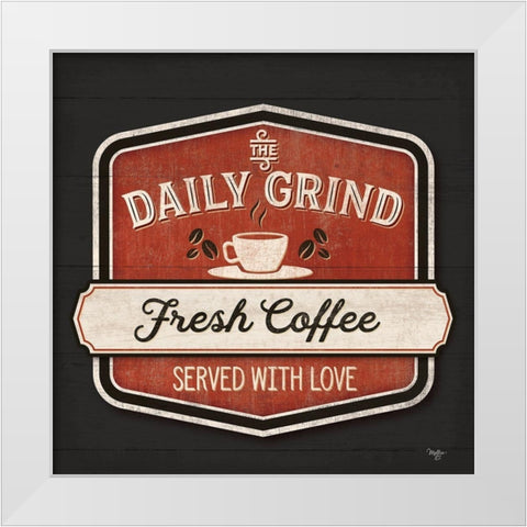 The Daily Grind White Modern Wood Framed Art Print by Mollie B.