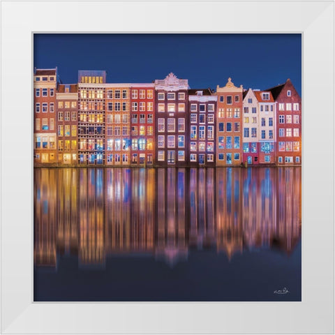 Building Row Reflections 1 White Modern Wood Framed Art Print by Podt, Martin