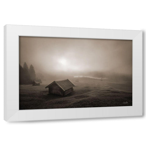 Misty Morning Sunrise White Modern Wood Framed Art Print by Podt, Martin