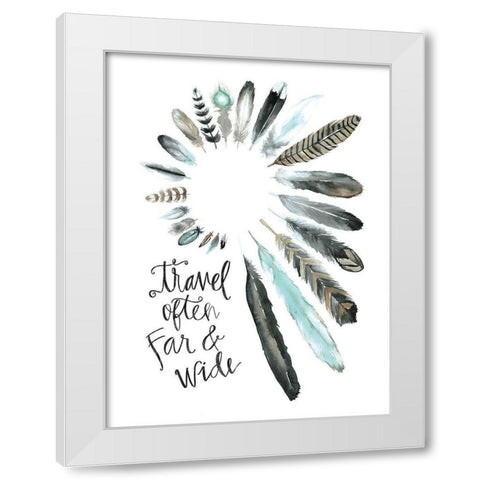 Travel Often Far and Wide White Modern Wood Framed Art Print by Masey St. Studios