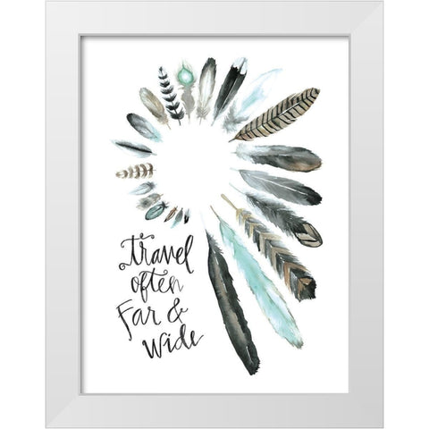 Travel Often Far and Wide White Modern Wood Framed Art Print by Masey St. Studios