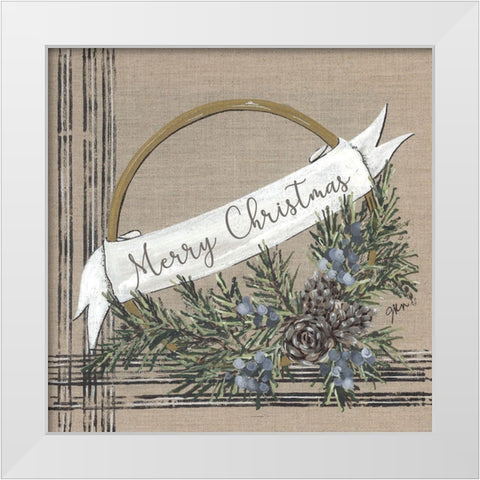 Merry Christmas White Modern Wood Framed Art Print by Norkus, Julie