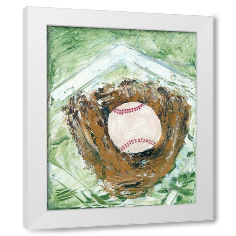 Baseball and Glove White Modern Wood Framed Art Print by Ebert, Roey