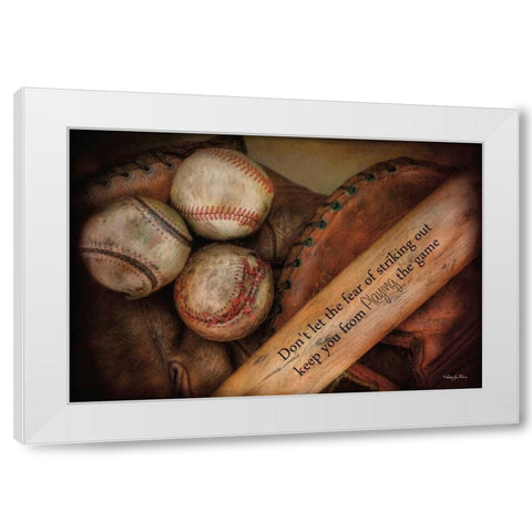 Play Ball White Modern Wood Framed Art Print by Vieira, Robin-Lee