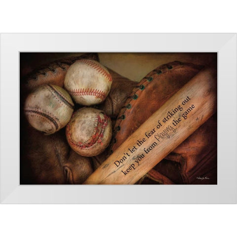 Play Ball White Modern Wood Framed Art Print by Vieira, Robin-Lee