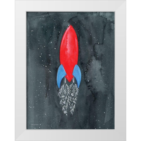 Flower Rocket White Modern Wood Framed Art Print by Nieman, Rachel
