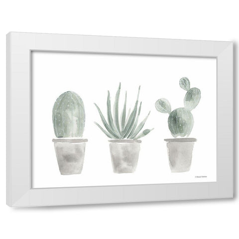 Sage Cactus Trio White Modern Wood Framed Art Print by Nieman, Rachel