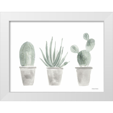 Sage Cactus Trio White Modern Wood Framed Art Print by Nieman, Rachel