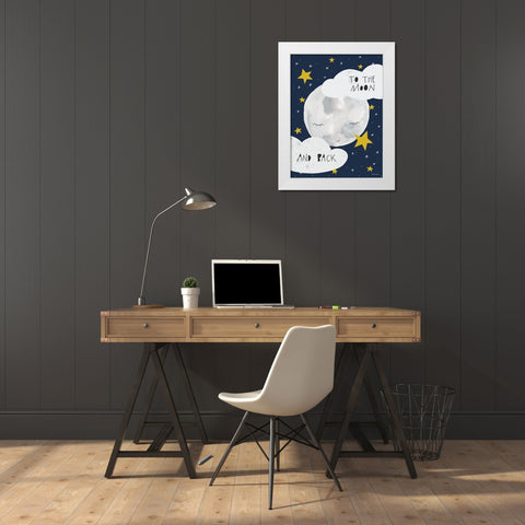 To the Moon White Modern Wood Framed Art Print by Nieman, Rachel