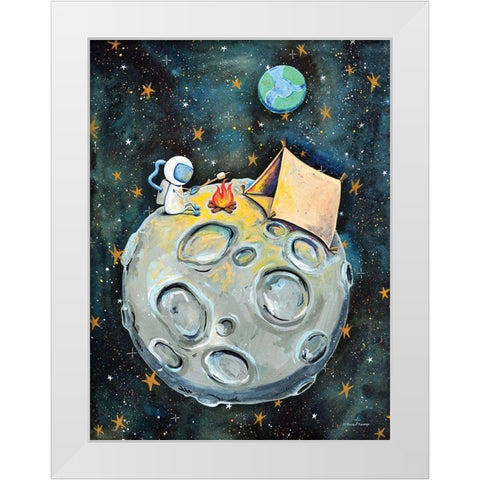 Camping Astronaut White Modern Wood Framed Art Print by Nieman, Rachel