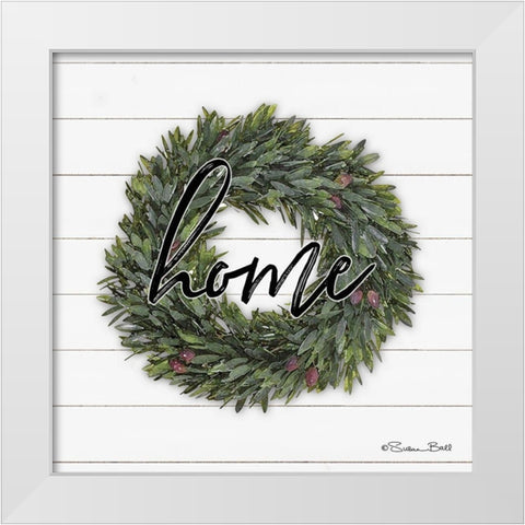 Home Wreath White Modern Wood Framed Art Print by Ball, Susan