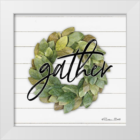 Gather Wreath White Modern Wood Framed Art Print by Ball, Susan