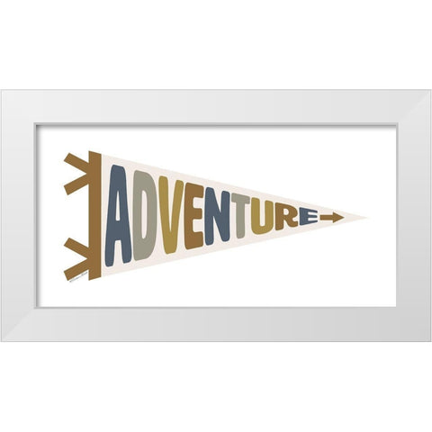 Adventure Pennant White Modern Wood Framed Art Print by Ball, Susan