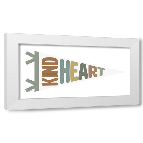 Kind Heart Pennant White Modern Wood Framed Art Print by Ball, Susan