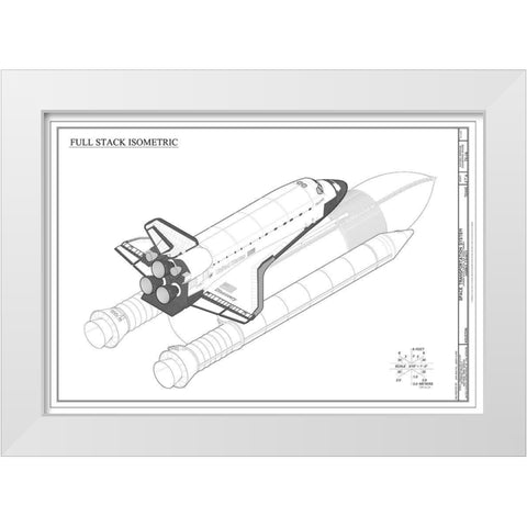 Discovery Full Stack Isometric White Modern Wood Framed Art Print by Stellar Design Studio