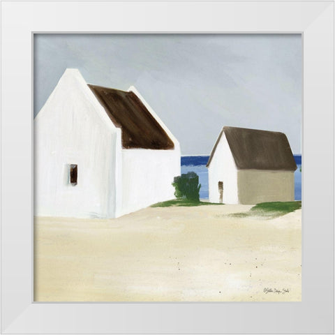 Beach Huts 2  White Modern Wood Framed Art Print by Stellar Design Studio