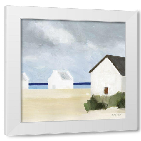 Beach Huts 4   White Modern Wood Framed Art Print by Stellar Design Studio