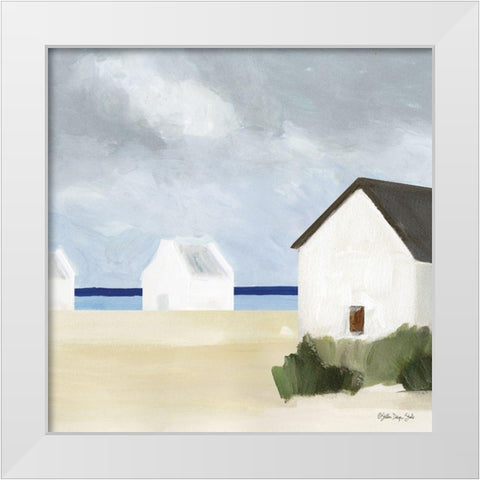 Beach Huts 4   White Modern Wood Framed Art Print by Stellar Design Studio