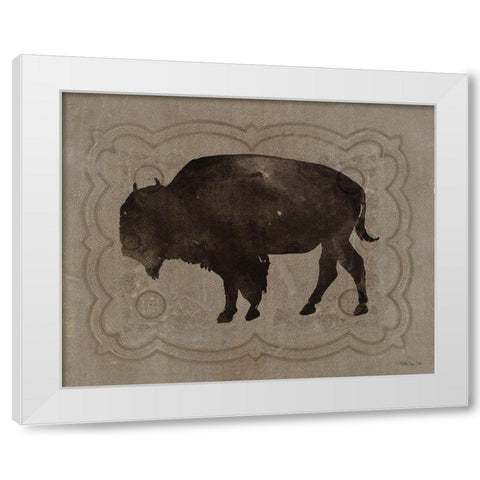 Buffalo Impression 2 White Modern Wood Framed Art Print by Stellar Design Studio