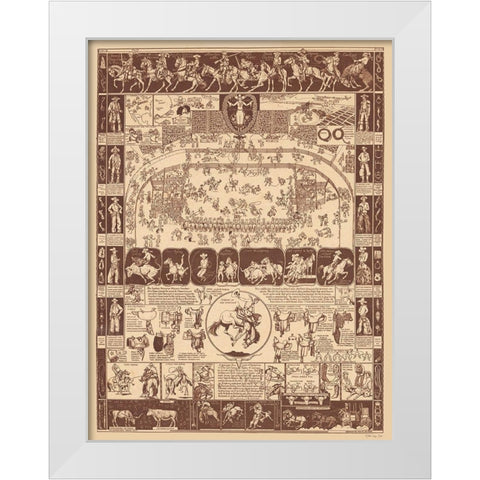 Vintage Cowboy Poster White Modern Wood Framed Art Print by Stellar Design Studio