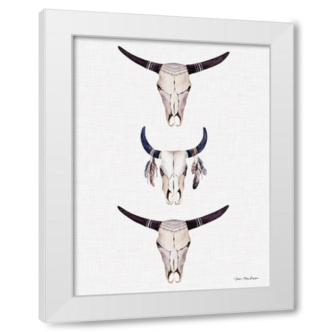 Boho Steer Head III White Modern Wood Framed Art Print by Seven Trees Design
