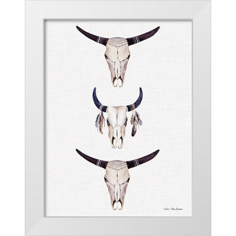 Boho Steer Head III White Modern Wood Framed Art Print by Seven Trees Design