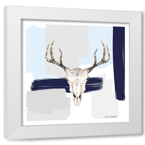 Colored Steer Head I White Modern Wood Framed Art Print by Seven Trees Design