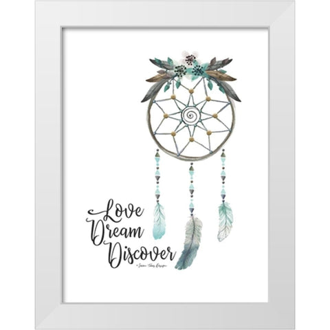 Watercolor Dreamcatcher White Modern Wood Framed Art Print by Seven Trees Design
