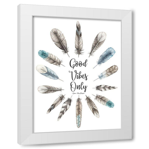 Good Vibes Only White Modern Wood Framed Art Print by Seven Trees Design