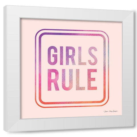 Girls Rule White Modern Wood Framed Art Print by Seven Trees Design