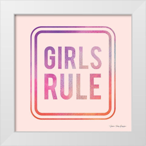 Girls Rule White Modern Wood Framed Art Print by Seven Trees Design