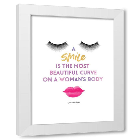 A Smile White Modern Wood Framed Art Print by Seven Trees Design
