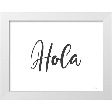 Spanish Hello White Modern Wood Framed Art Print by Stellar Design Studio