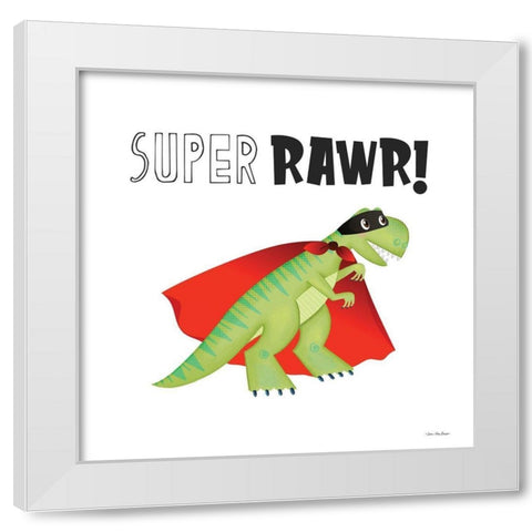 Super Rawr! White Modern Wood Framed Art Print by Seven Trees Design