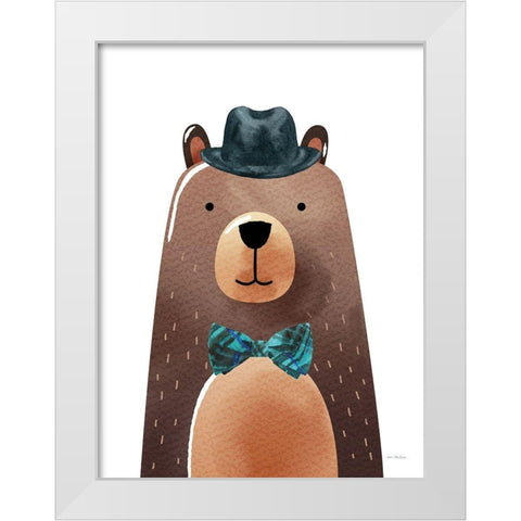 Mr. Bear White Modern Wood Framed Art Print by Stellar Design Studio