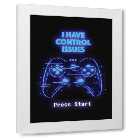 Gamer Control Issues White Modern Wood Framed Art Print by Seven Trees Design