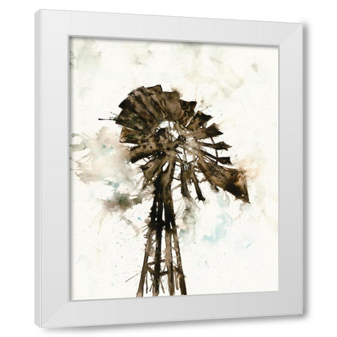 Watercolor Windmill White Modern Wood Framed Art Print by White Ladder