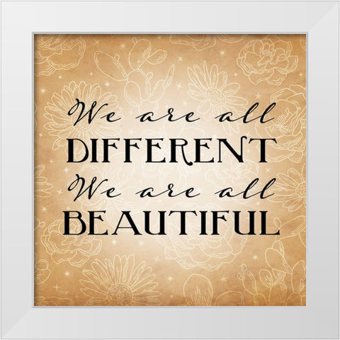 We Are All Different White Modern Wood Framed Art Print by Yass Naffas Designs