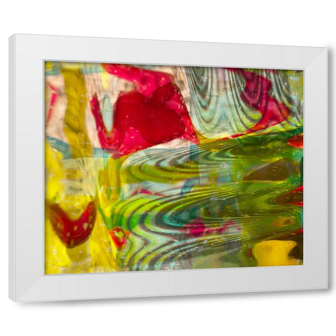 Yellow-green and red abstract White Modern Wood Framed Art Print by Jaynes Gallery