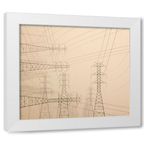 Power lines and towers abstract White Modern Wood Framed Art Print by Jaynes Gallery