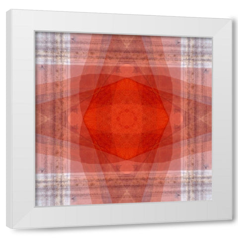 Orange and white quilt-like abstract White Modern Wood Framed Art Print by Jaynes Gallery