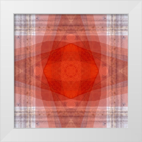 Orange and white quilt-like abstract White Modern Wood Framed Art Print by Jaynes Gallery