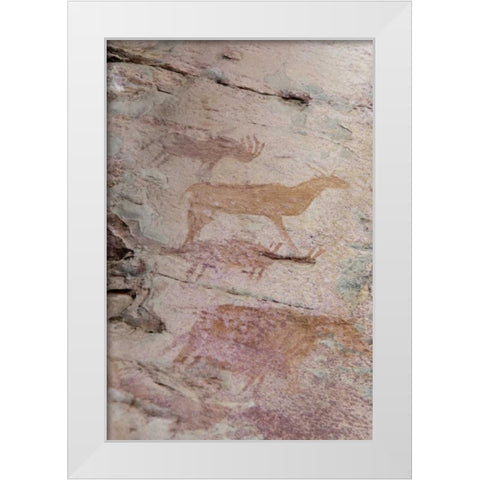 Africa, Botswana, Tsodilo Hills Bushman rock art White Modern Wood Framed Art Print by Kaveney, Wendy