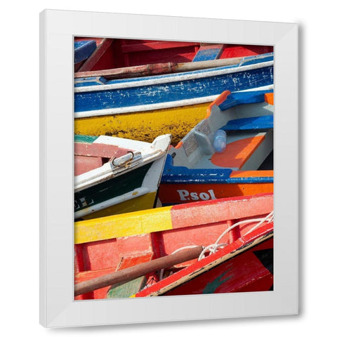 Harbor with traditional colorful fishing boats Town Ponta do Sol-Island Santo Antao-Cape Verde White Modern Wood Framed Art Print by Zwick, Martin